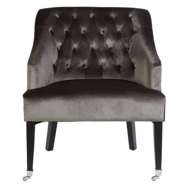 Darwin Grey Velvet Button Tufted Lounge Chair