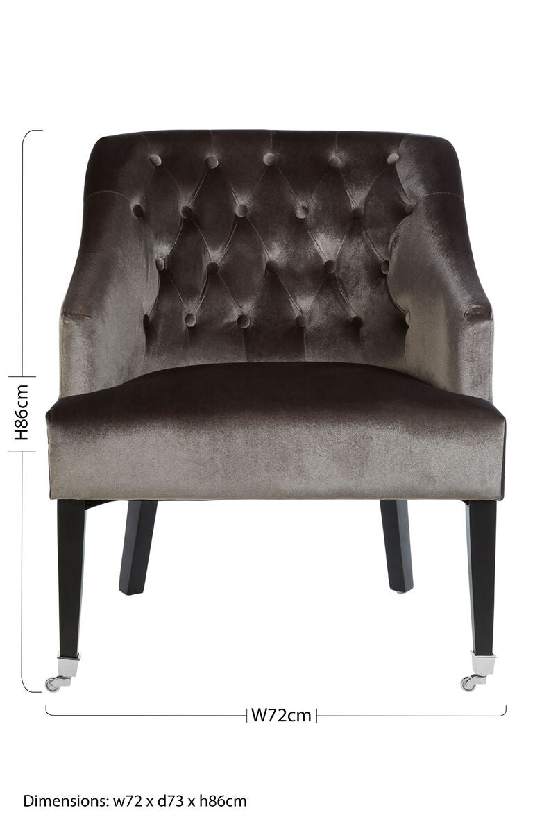 Darwin Grey Velvet Button Tufted Lounge Chair