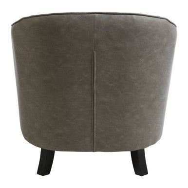 Derby Grey Leather Effect Tub Chair and Footstool Set