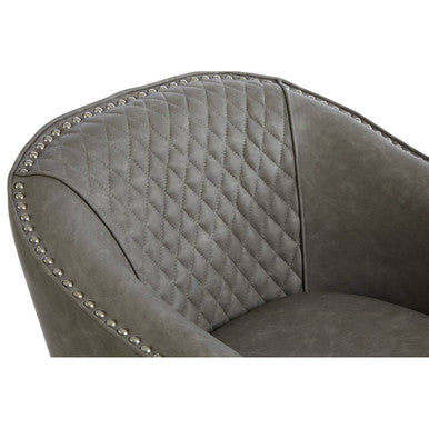 Derby Grey Leather Effect Tub Chair and Footstool Set