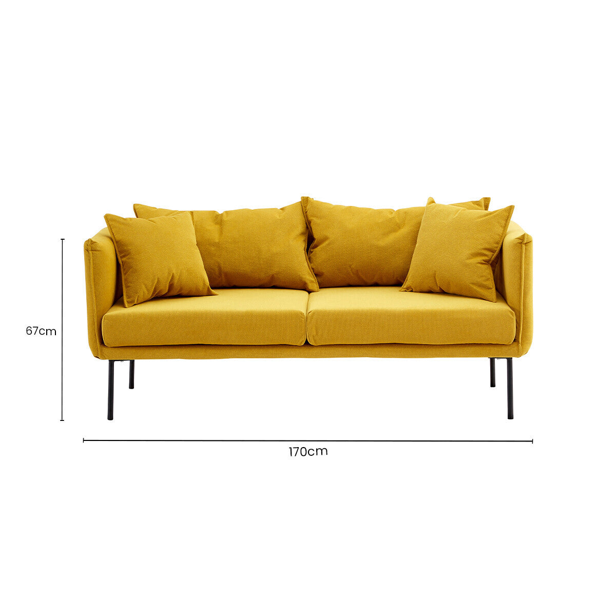 Kolding Yellow Fabric 2 Seater Sofa