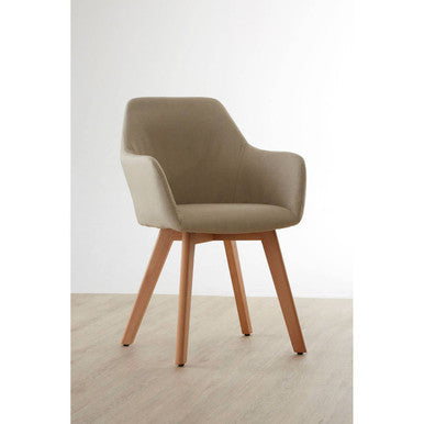 Stockholm Stone Fabric Dining Chair with Wood Legs