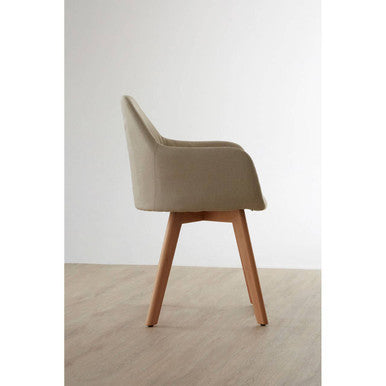 Stockholm Stone Fabric Dining Chair with Wood Legs