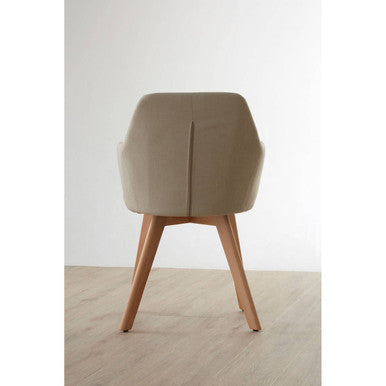 Stockholm Stone Fabric Dining Chair with Wood Legs