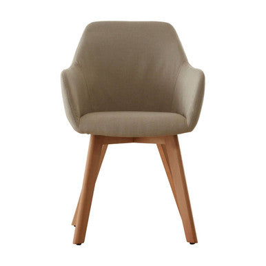 Stockholm Stone Fabric Dining Chair with Wood Legs