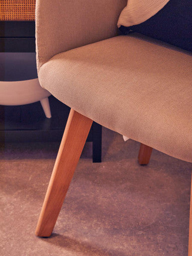 Stockholm Stone Fabric Dining Chair with Wood Legs