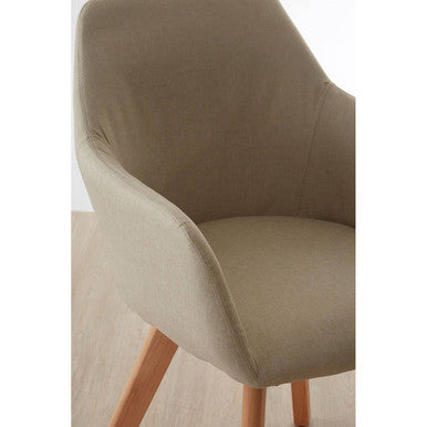 Stockholm Stone Fabric Dining Chair with Wood Legs