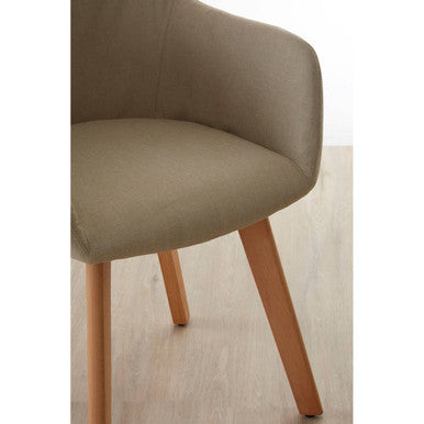 Stockholm Stone Fabric Dining Chair with Wood Legs