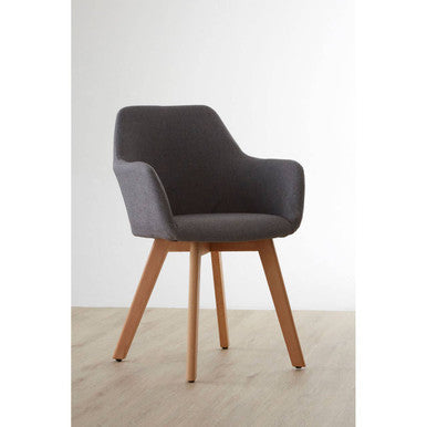 Stockholm Grey Fabric Dining Chair with Wood Legs