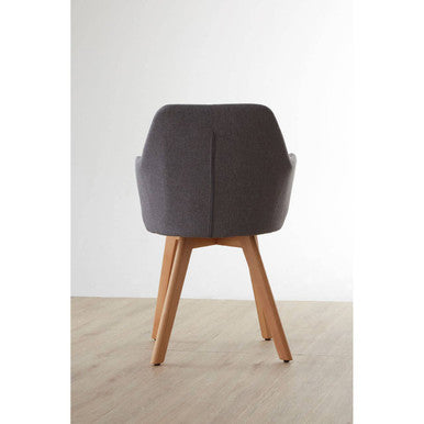 Stockholm Grey Fabric Dining Chair with Wood Legs