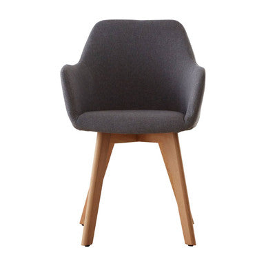 Stockholm Grey Fabric Dining Chair with Wood Legs