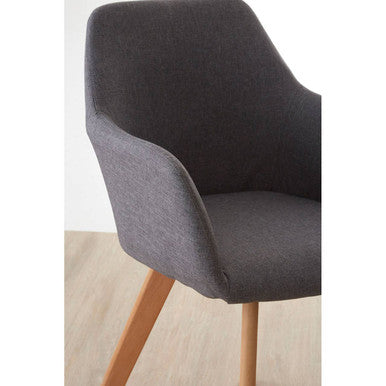 Stockholm Grey Fabric Dining Chair with Wood Legs