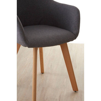 Stockholm Grey Fabric Dining Chair with Wood Legs