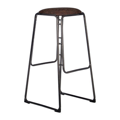 Dalston Mocha Leather Effect Bar Stool with Gunmetal Finish Legs