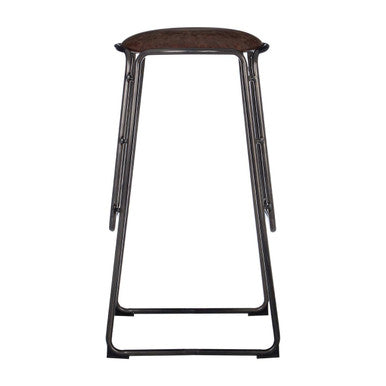 Dalston Mocha Leather Effect Bar Stool with Gunmetal Finish Legs