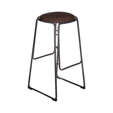 Dalston Mocha Leather Effect Bar Stool with Gunmetal Finish Legs