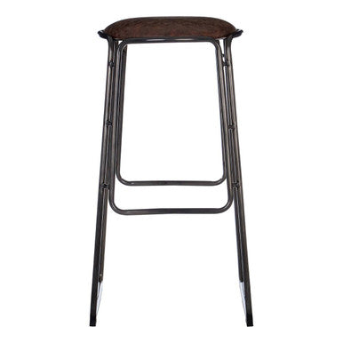 Dalston Mocha Leather Effect Bar Stool with Gunmetal Finish Legs