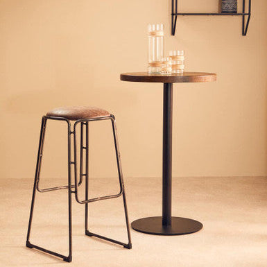 Dalston Mocha Leather Effect Bar Stool with Gunmetal Finish Legs