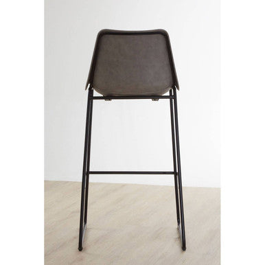 Dalston Ash Grey Leather Effect Bar Chair with Black Finish Legs