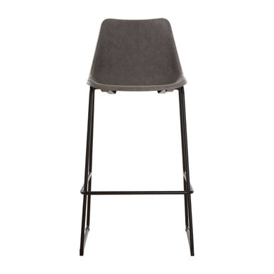 Dalston Ash Grey Leather Effect Bar Chair with Black Finish Legs