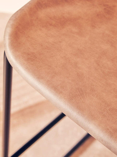 Dalston Ash Grey Leather Effect Bar Chair with Black Finish Legs