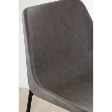 Dalston Ash Grey Leather Effect Bar Chair with Black Finish Legs