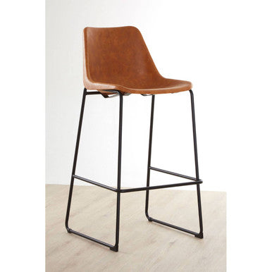 Dalston Camel Leather Effect Bar Chair with Black Finish Legs