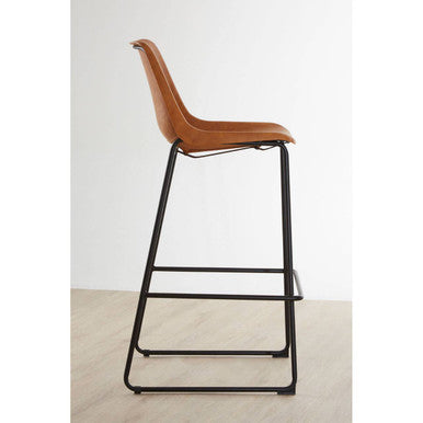 Dalston Camel Leather Effect Bar Chair with Black Finish Legs