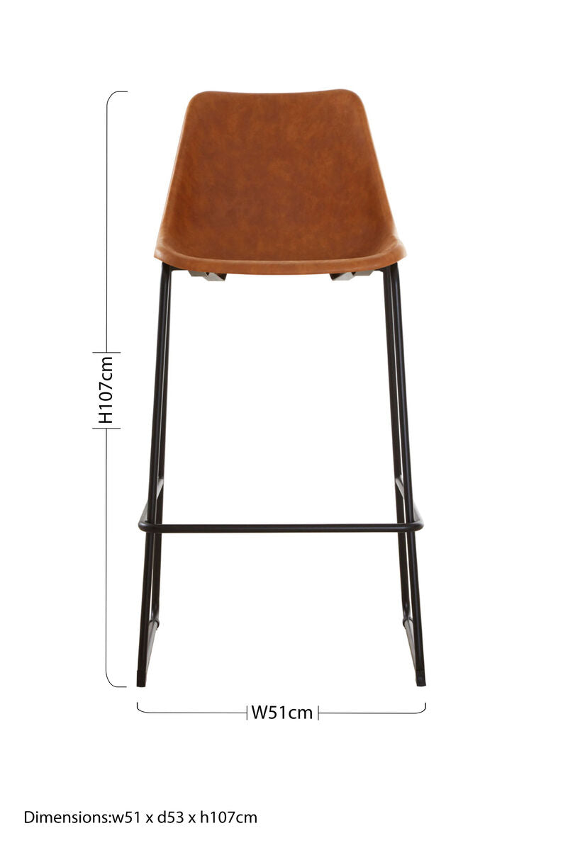 Dalston Camel Leather Effect Bar Chair with Black Finish Legs