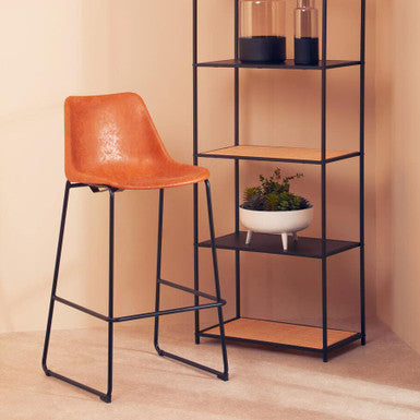 Dalston Camel Leather Effect Bar Chair with Black Finish Legs