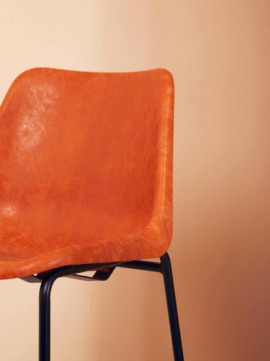 Dalston Camel Leather Effect Bar Chair with Black Finish Legs