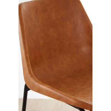 Dalston Camel Leather Effect Bar Chair with Black Finish Legs
