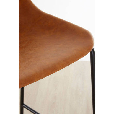 Dalston Camel Leather Effect Bar Chair with Black Finish Legs