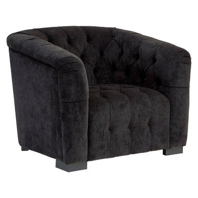 Fenton Black Fabric Button Tuffted Armchair