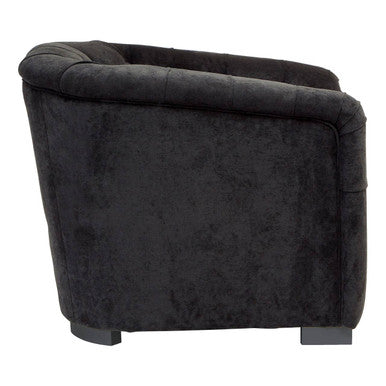 Fenton Black Fabric Button Tuffted Armchair