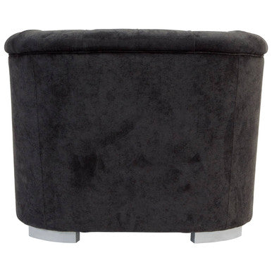 Fenton Black Fabric Button Tuffted Armchair