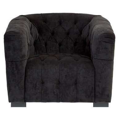 Fenton Black Fabric Button Tuffted Armchair