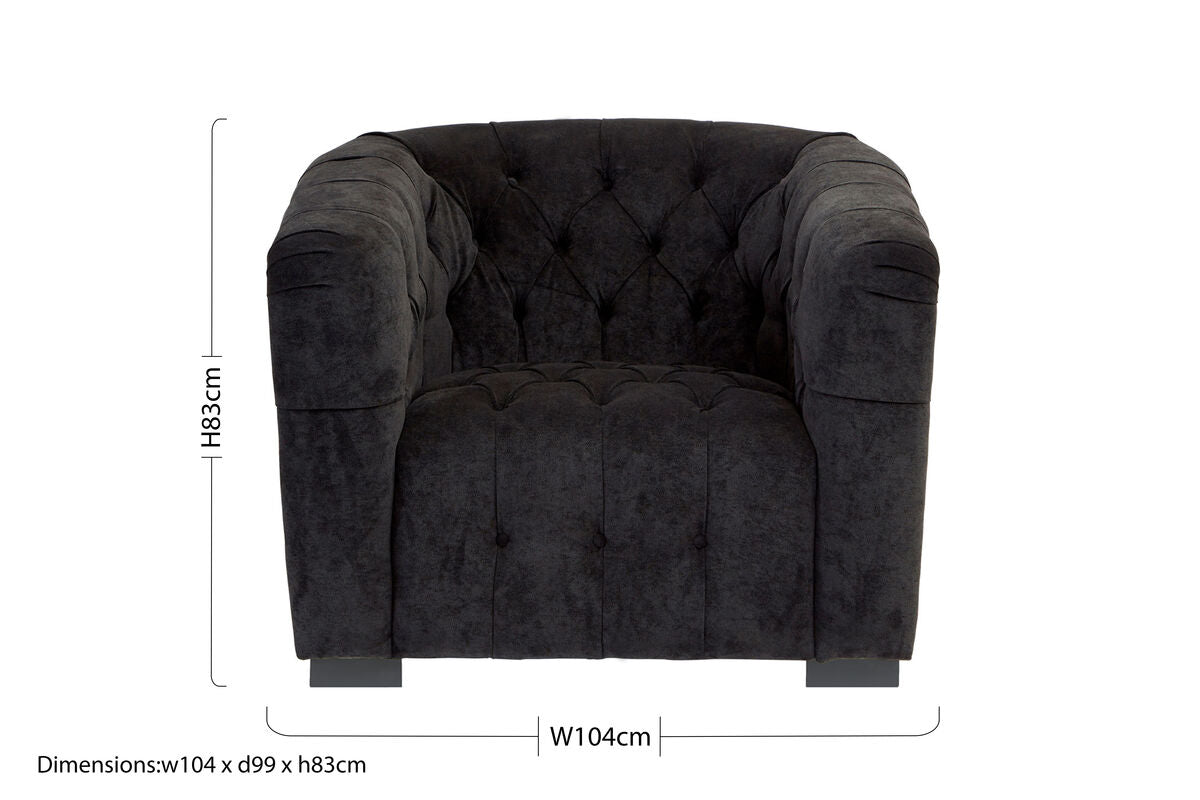 Fenton Black Fabric Button Tuffted Armchair