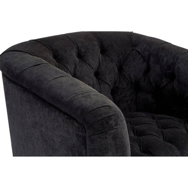 Fenton Black Fabric Button Tuffted Armchair