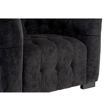 Fenton Black Fabric Button Tuffted Armchair