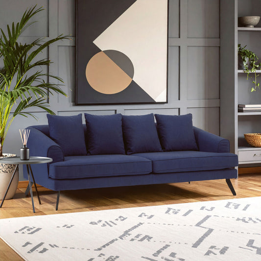 Mylo Navy Fabric 3 Seater Sofa