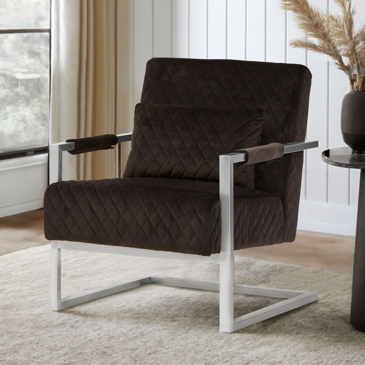 Gatsby Black Fabric Quilted Armchair