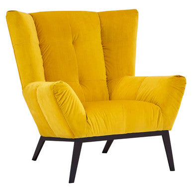 Maiko Yellow Fabric Wing Back Armchair