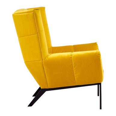 Maiko Yellow Fabric Wing Back Armchair