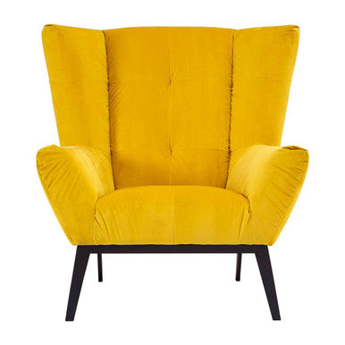 Maiko Yellow Fabric Wing Back Armchair