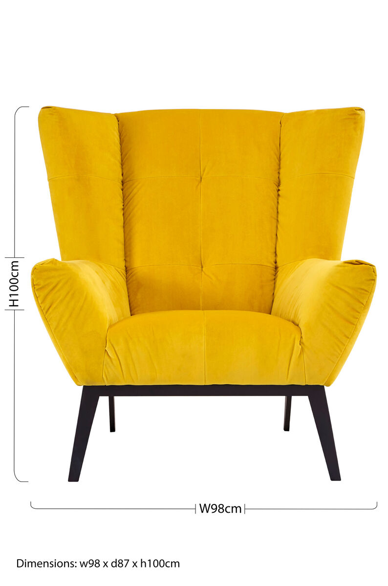Maiko Yellow Fabric Wing Back Armchair