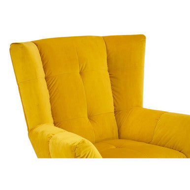 Maiko Yellow Fabric Wing Back Armchair