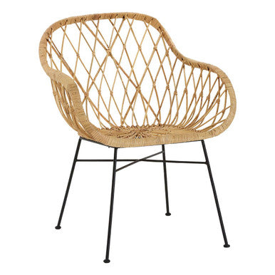 Java Natural Rattan Chair with Lattice Design