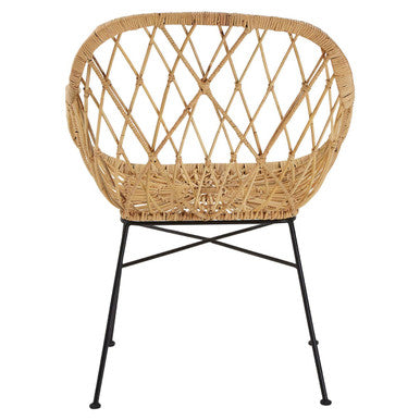 Java Natural Rattan Chair with Lattice Design