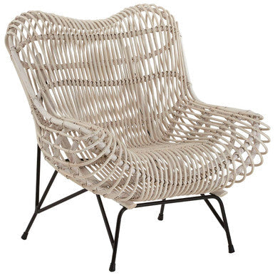 Java White Wash Rattan Curved Chair